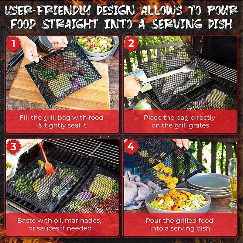 Funki Findz | Grill Bags | Non-Stick BBQ Grill Mesh Cooking Bags