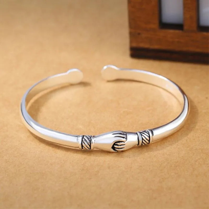 Funki Findz | Bracelets | Men's Women's Silver Hand Hug Bangle