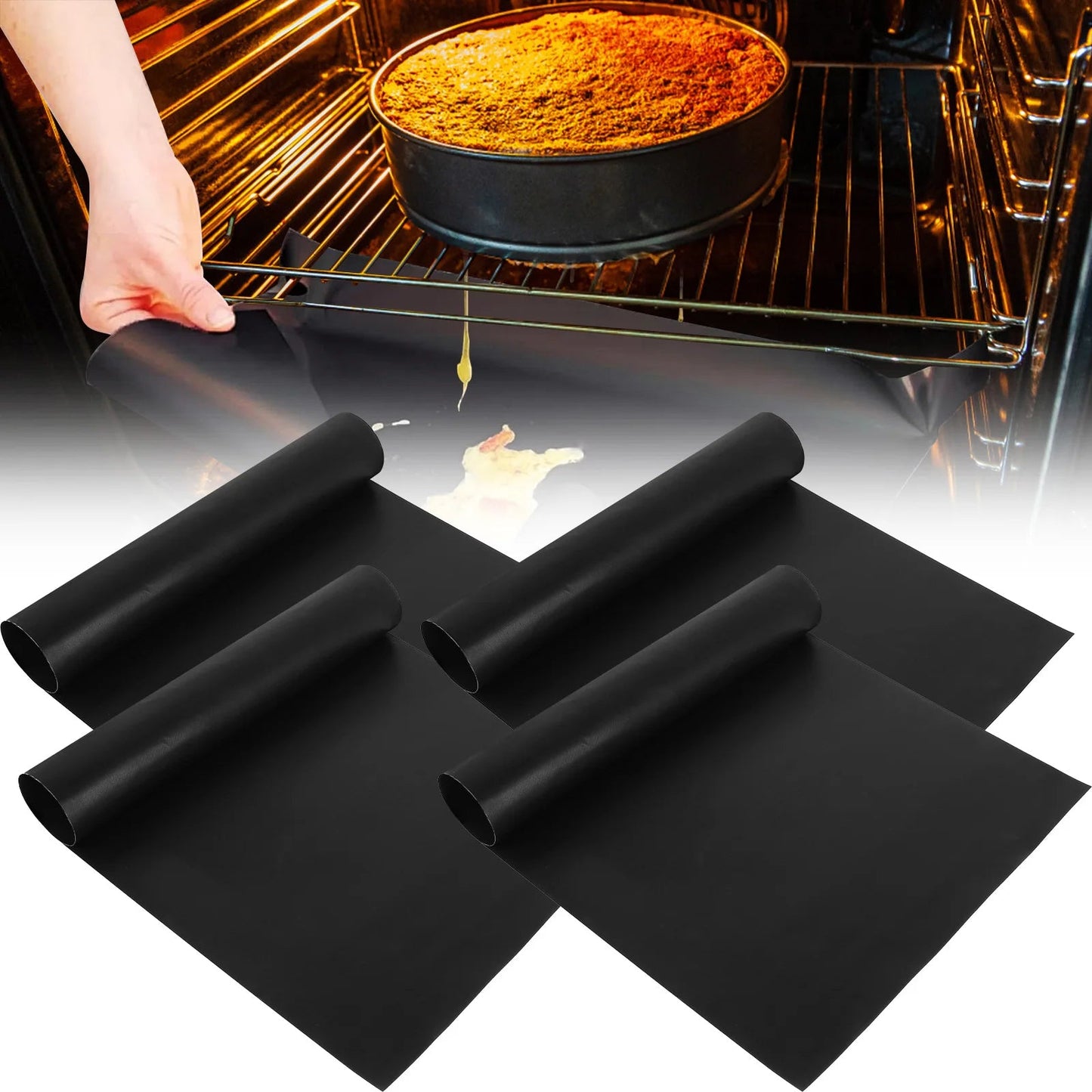 Funki Findz | Grill Mats | 4 Pcs Large Non Stick Oven Grill Mats