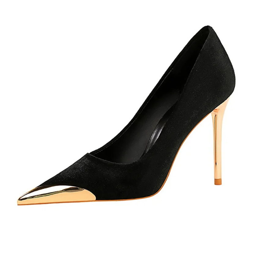 Funki Findz | Shoes | Women's Velvet Stilettos Metal Toe Heel