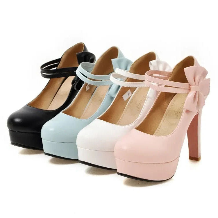 Funki Findz | Shoes | Women's Cute Ankle Bow Wedding Heels