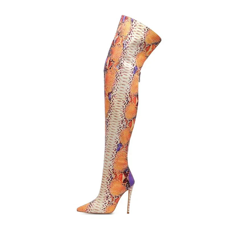 Funki Findz | Boots | Women's Multicolor Snake Print Long Boots