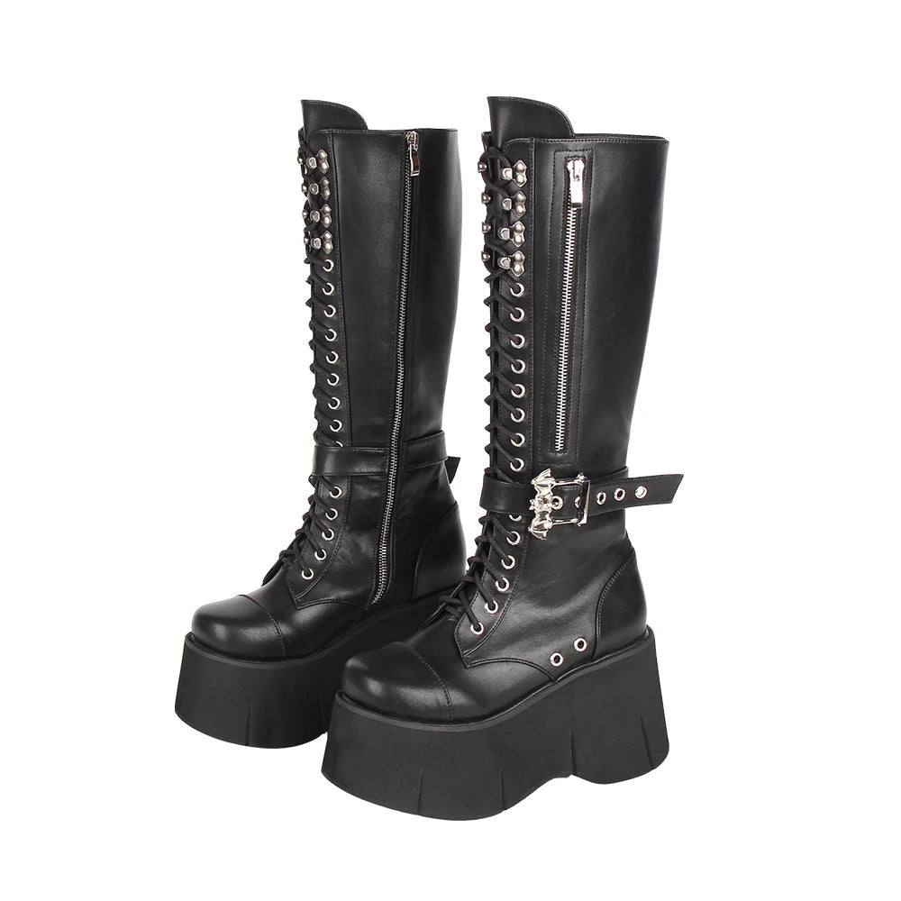 Funki Findz | Boots | Women's Goth Zip Buckle Motorcycle Boot