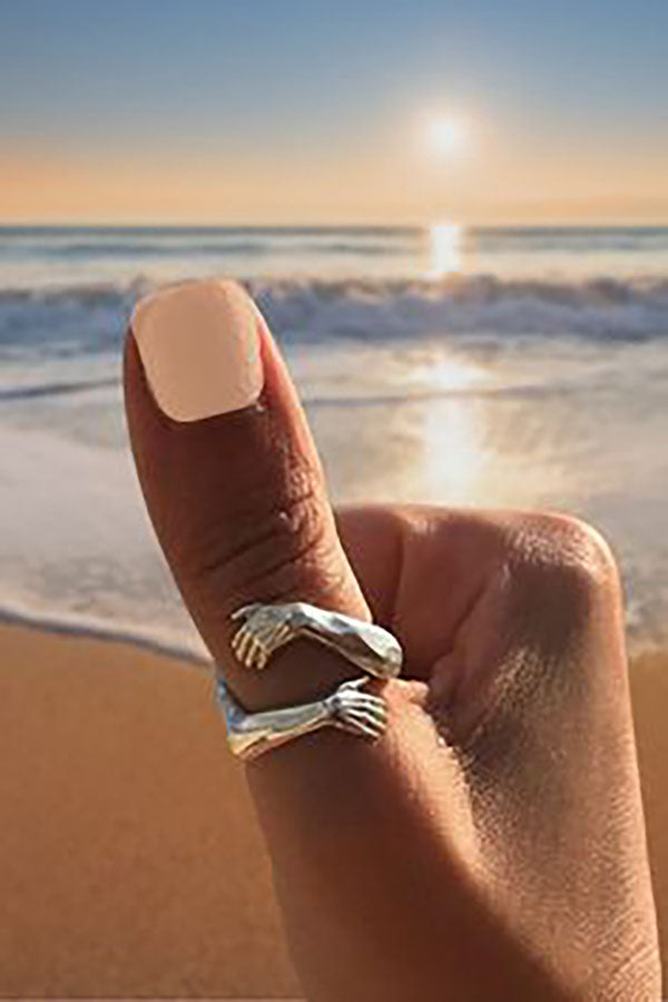 Funki Findz | Rings | Unisex Adjustable Holding Hands Hug Ring