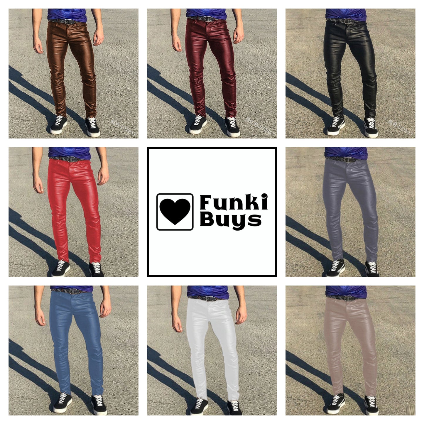 Funki Findz | Pants | Men's Punk Casual Faux Leather Pants