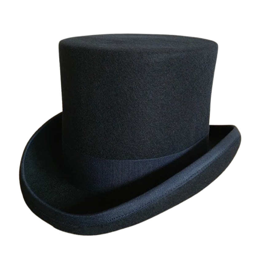 Black top hat on a white background