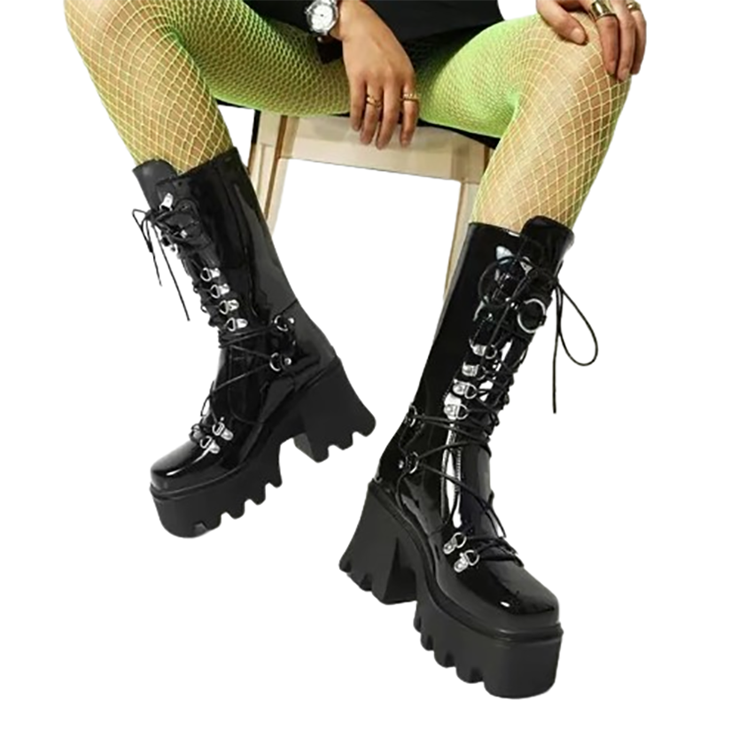 Funki Findz | Boots | Women's Punk High Platform Wedge Boots