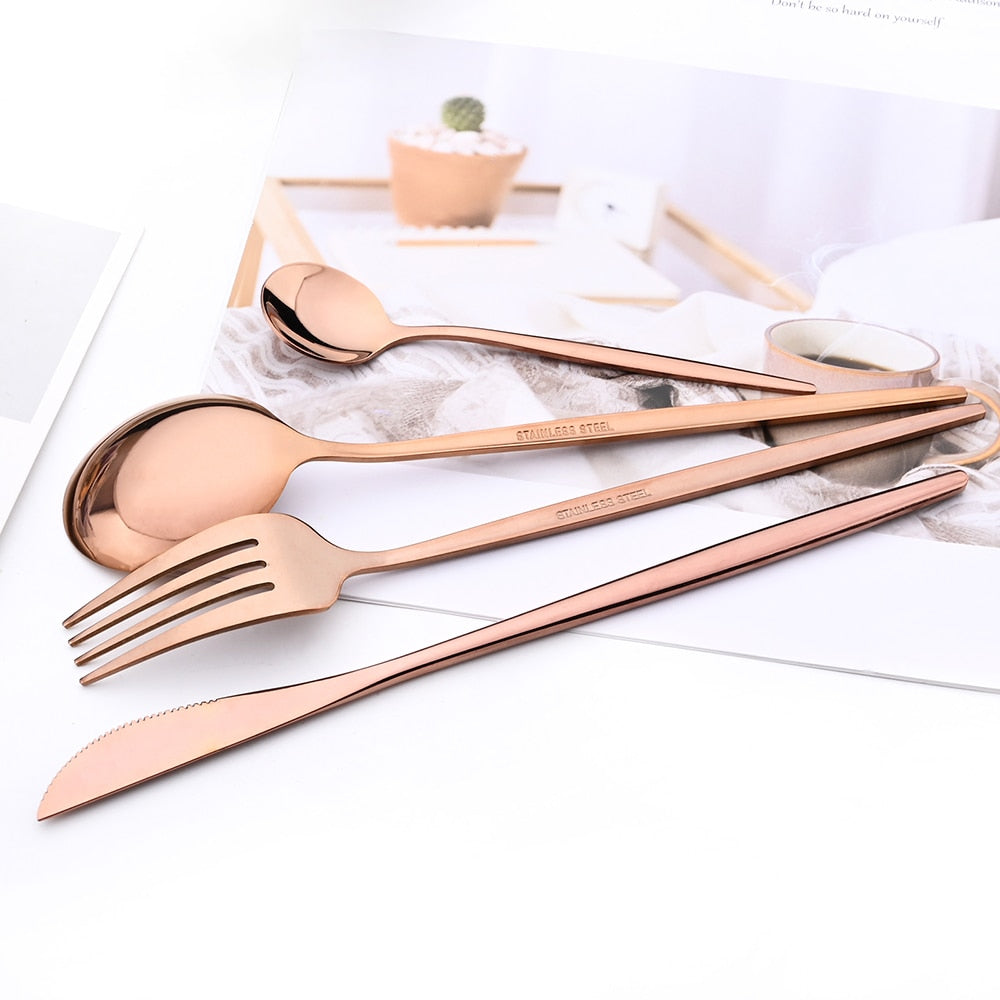 Funki Findz | Cutlery Sets | Gold Stainless Steel Mirror Polish 24 Set