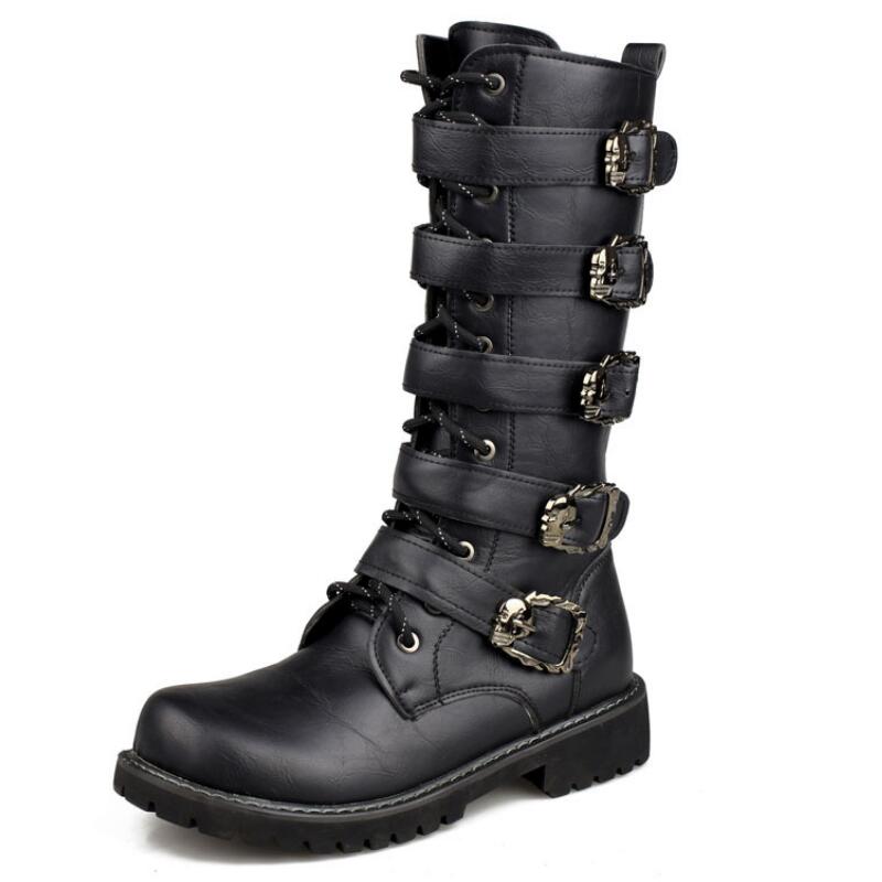 Funki Findz | Boots | Men's Buckle Strap Mid-Calf Gothic Boots