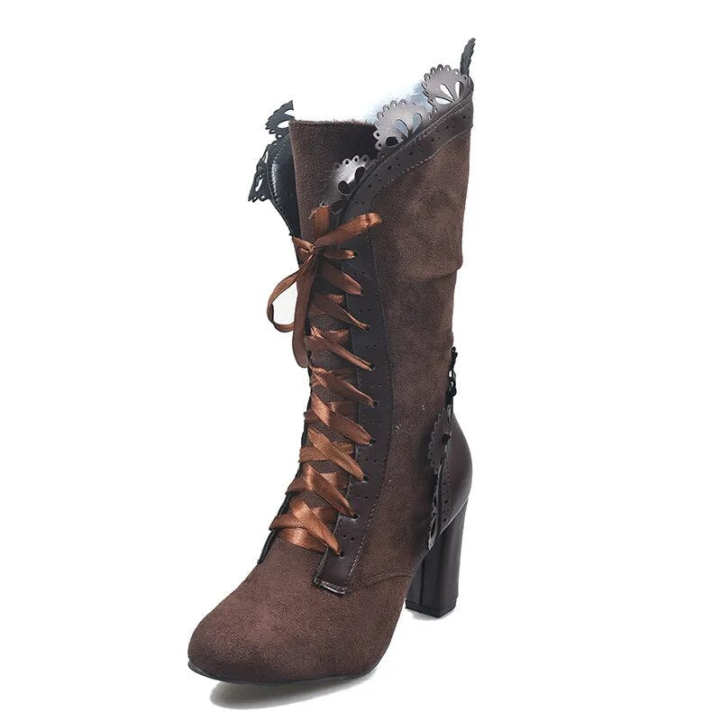 Funki Findz | Boots | Women's Steampunk Lace Top Granny Boot
