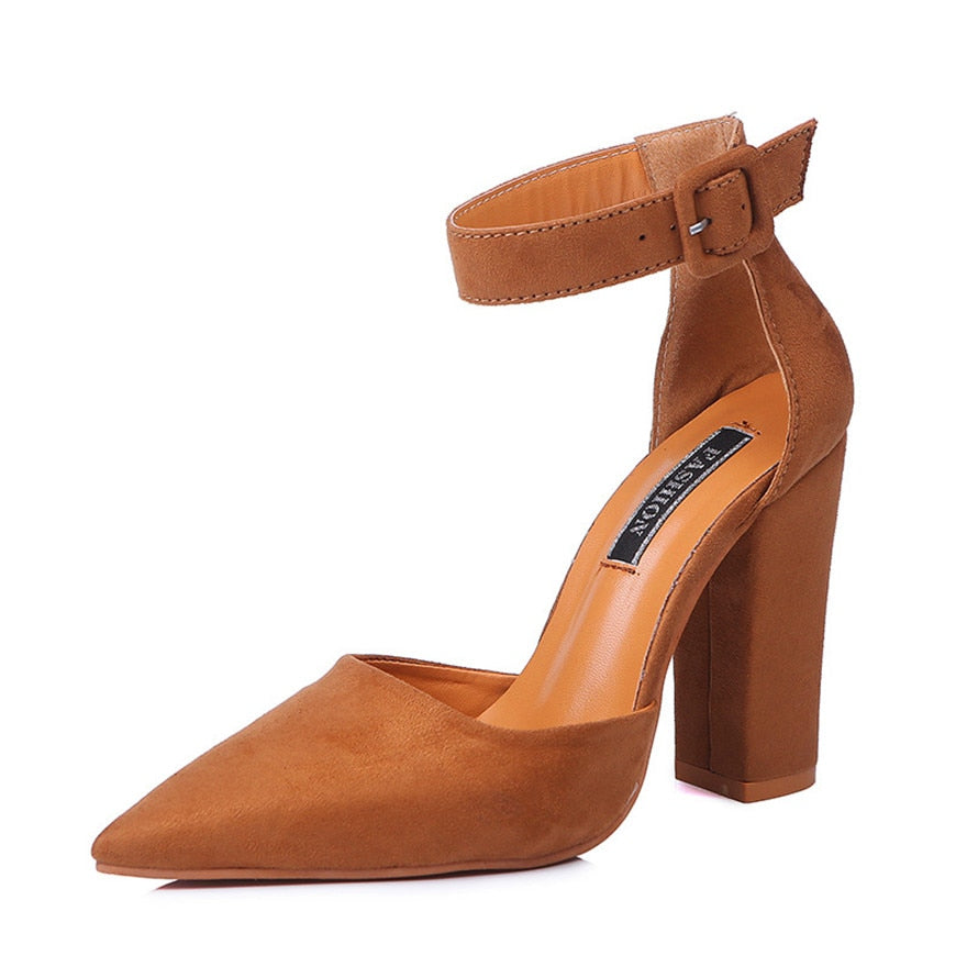 Funki Findz | Shoes | Women's High Block Heel Flock Party Shoe
