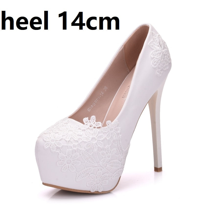 Funki Findz | Shoes | Women's White Lace Flower Wedding Shoe