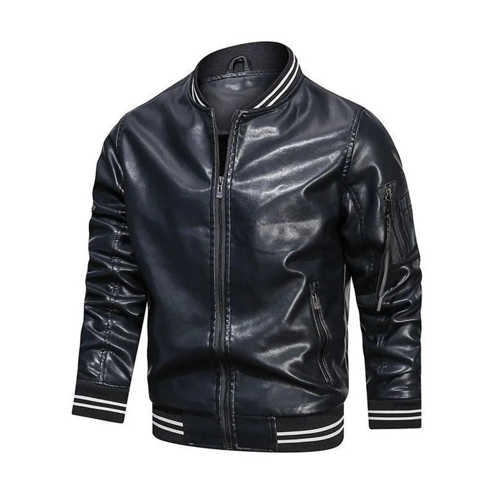 Funki Findz | Jackets | Men's Casual PU Leather Racer Jacket