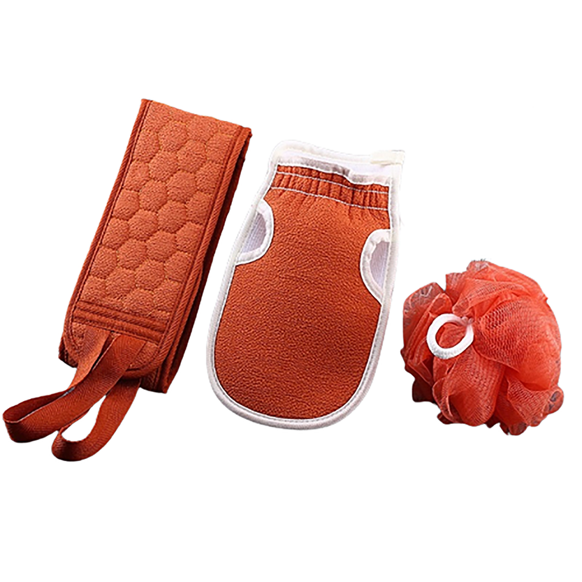 Funki Findz | Back Scrubber | Loofah Sponge Bath Brush Set 3Pc