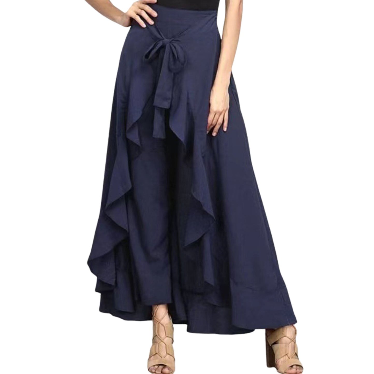 Funki Findz | Skirts | Women's Elegant Long Ruffled Skirt Pants