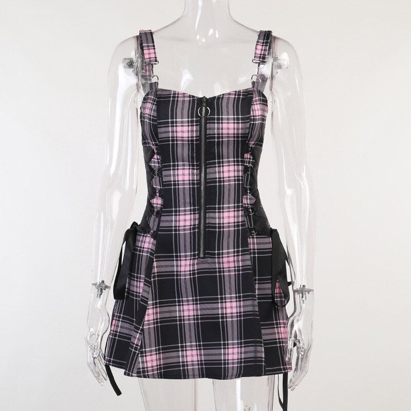 Funki Findz | Dresses | Women's Fairy Grunge Plaid Mini Dress