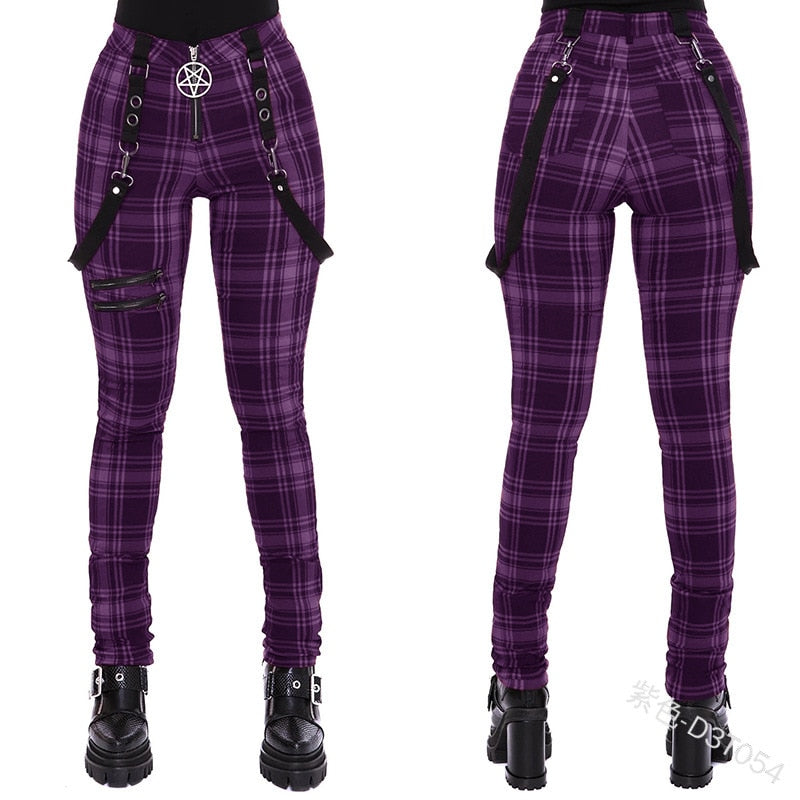 Funki Findz | Pants | Women's Gothic Punk Plaid High Waist Pant
