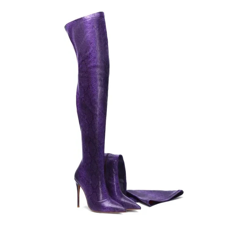 Funki Findz | Boots | Women's Snake Print Cloth Long Boots