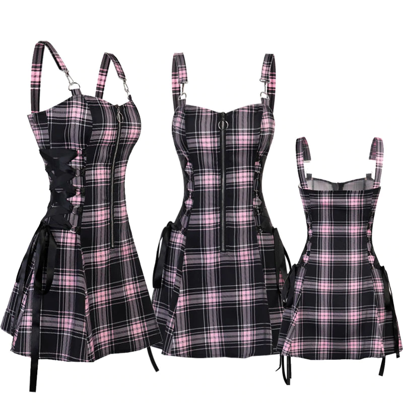Funki Findz | Dresses | Women's Fairy Grunge Plaid Mini Dress