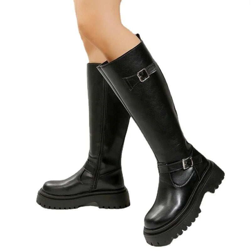 Funki Findz | Boots | Women's Knee High Chelsea Biker Boots