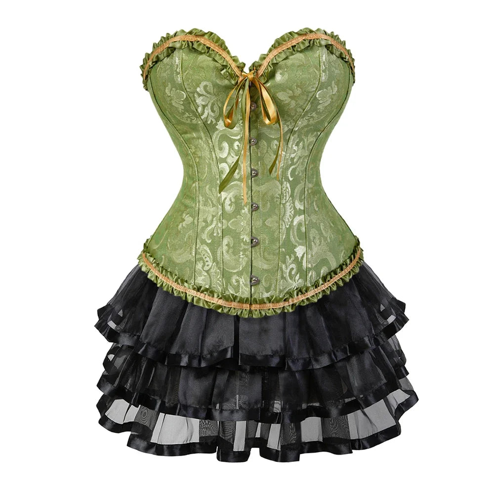 Funki Findz | Dresses | Women's Victorian Corset Dress 2Pcs Set