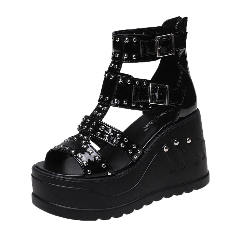 Funki Findz | Shoes | Women's Riveted Platform Wedge Sandals