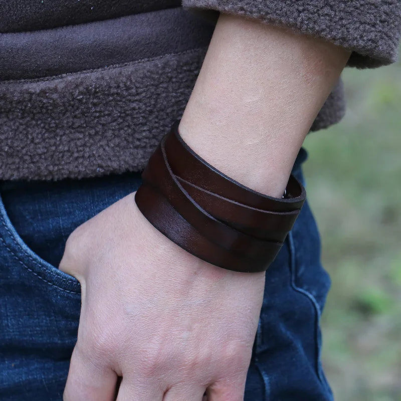 Funki Findz | Bracelets | Men's Wide Genuine Leather Wristband