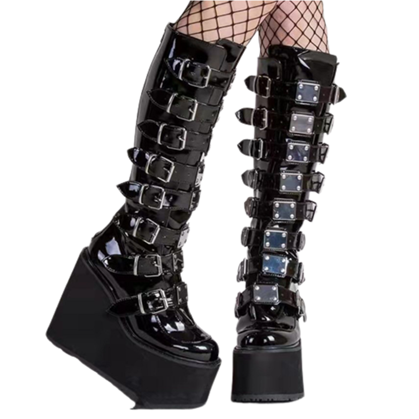 Funki Findz | Boots | Women's Punk Buckle Strap Platform Boots