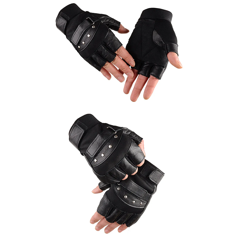 Funki Findz | Gloves | Men's Half Finger Leather Punk Gloves