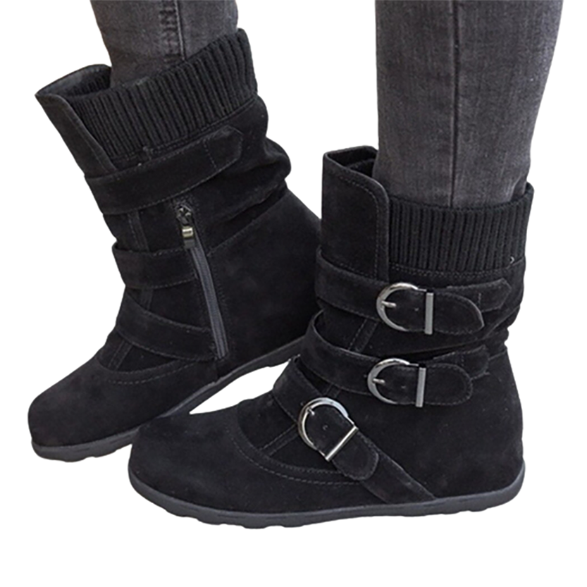 Funki Findz | Boots | Women's Buckled Suede Snow Ankle Boots