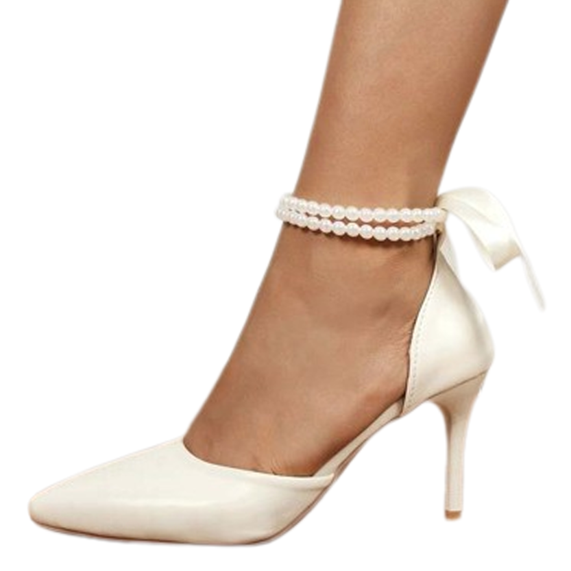 Funki Findz | Shoes | Women's Pearl and Satin Tie Bridal Shoes