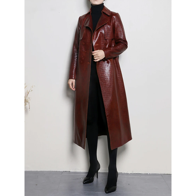 Funki Findz | Jackets | Women's Aligator Print Faux Leather Coat