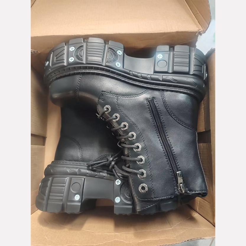 Funki Findz | Boots | Women's Leather Dark Punk Lace Up Boot