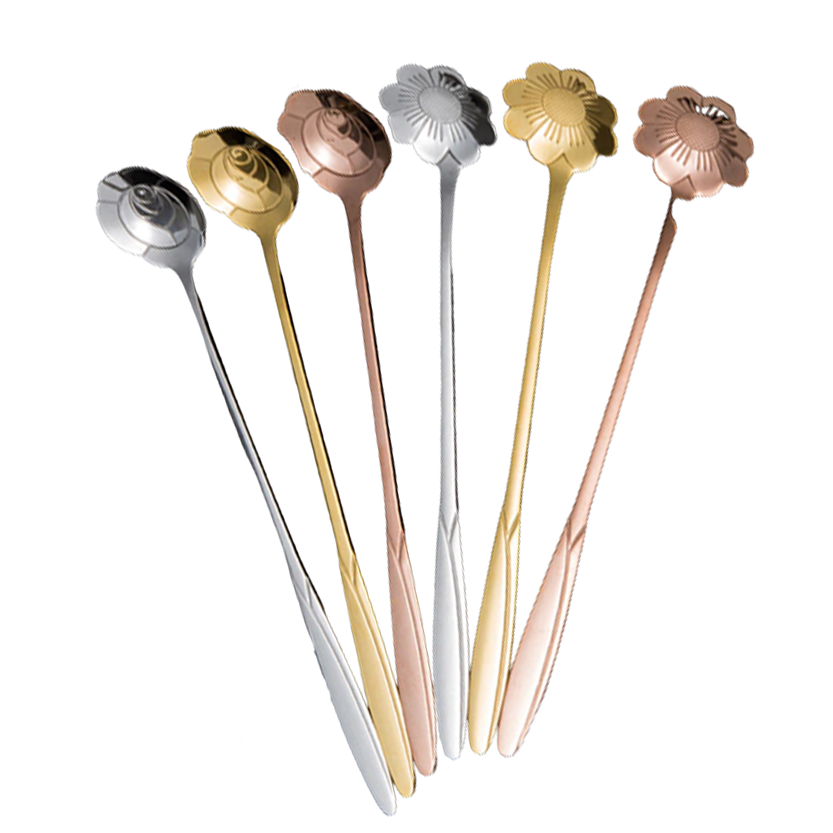 Funki Findz | Spoons | Flower Spoons | Long Handle Spoons 4Pc