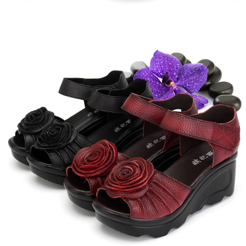 Funki Findz | Shoes | Women's Gothic Leather Low Heel Wedges