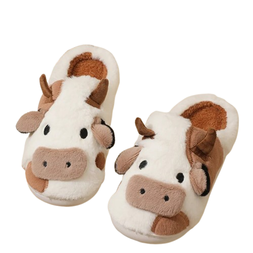 Funki Findz | Shoes | Women's Cute Plush Warm Cow Slippers