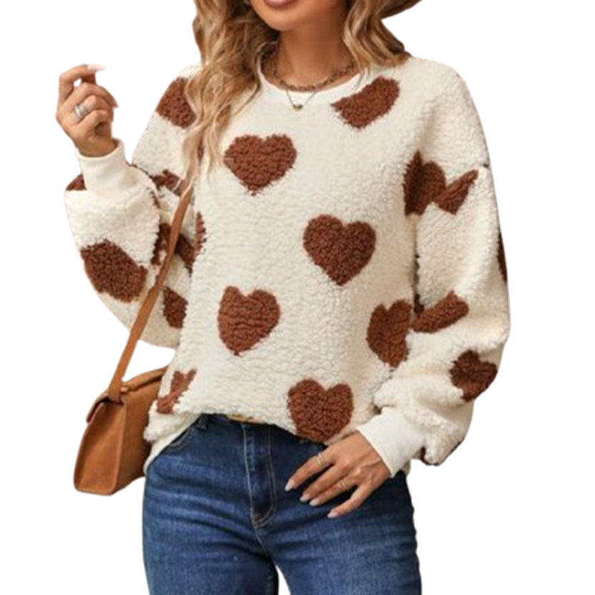 Funki Findz | Sweaters | Women's Cute Fuzzy Heart Sweatshirt
