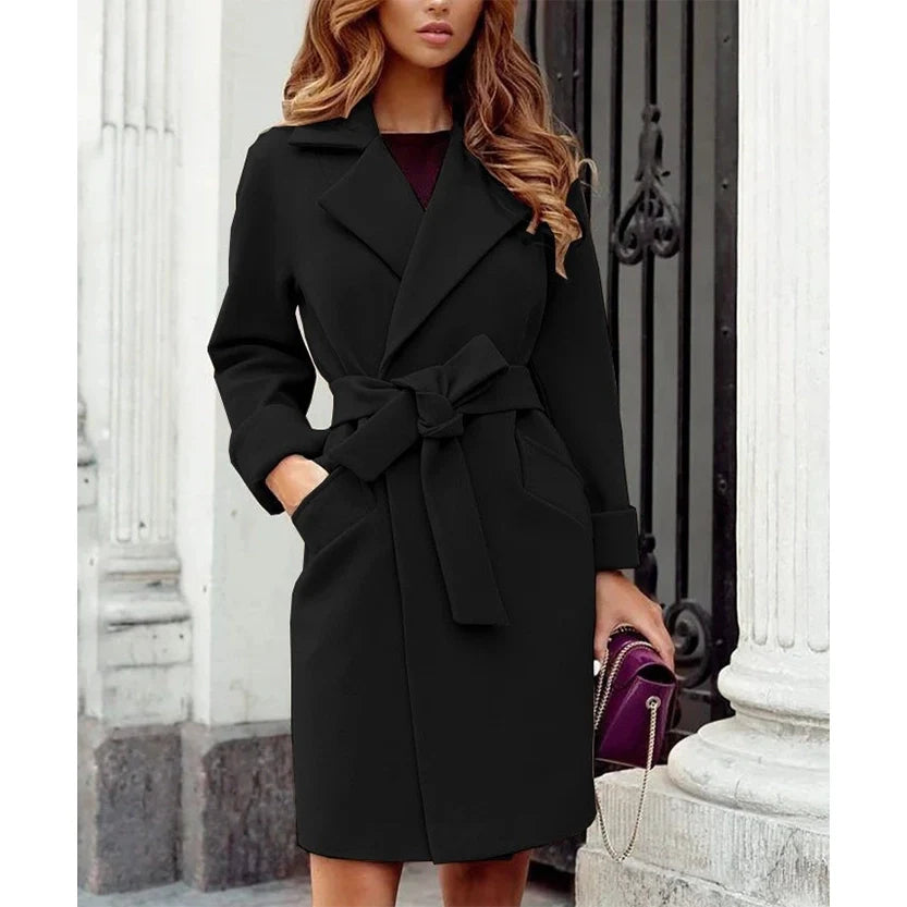 Funki Findz | Jackets | Women's Suit Collar Slim Fit Tie Belt Coat