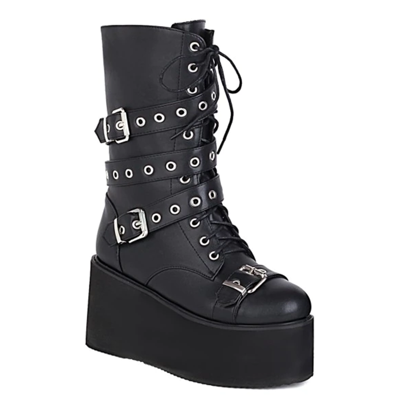 Funki Findz | Boots | Women's Buckle Wedge Platform Boots