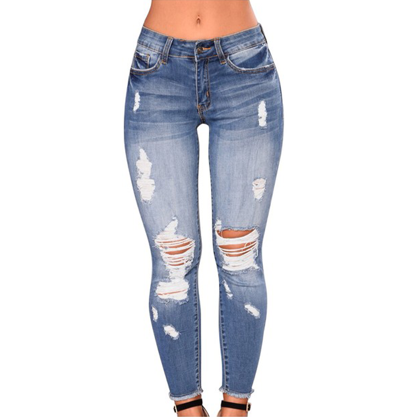 Funki Findz | Pants | Women's High Waist Denim Ripped Jeans