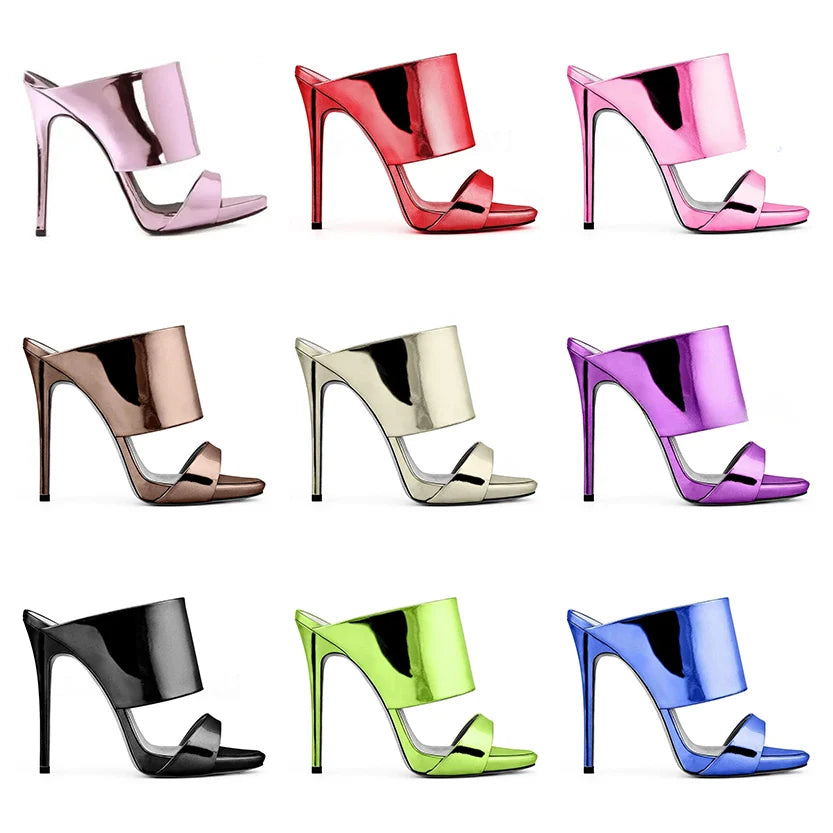 Funki Findz | Shoes | Women's Stylish Metallic High Heel Slides