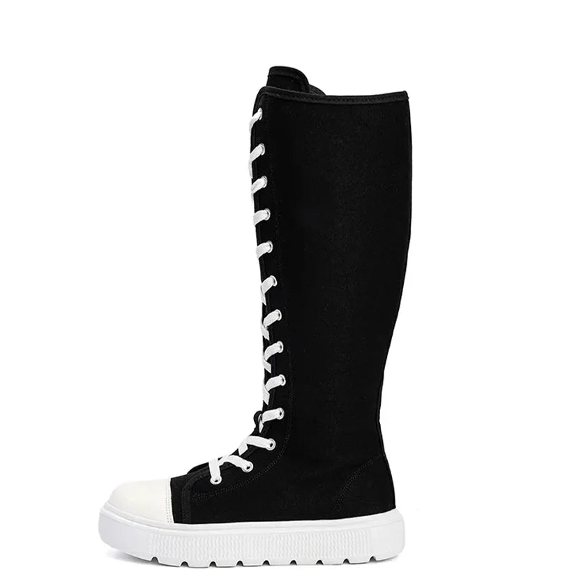 Funki Findz | Boots | Women's Over Knee Lace Up Canvas Boots
