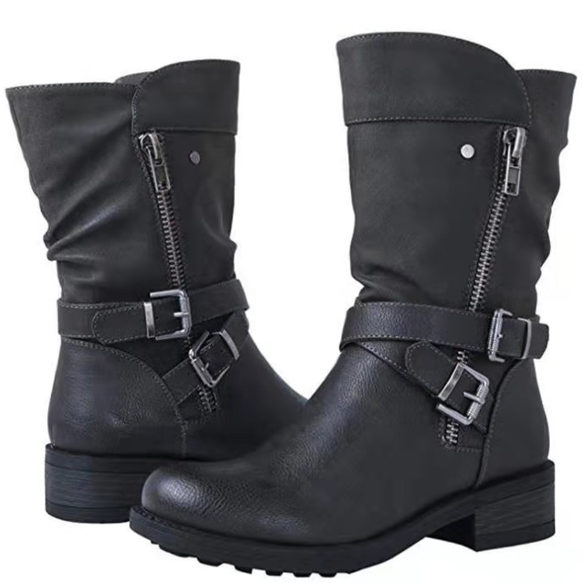 Funki Findz | Boots | Women's Biker Boot | Zipper Buckle Boots
