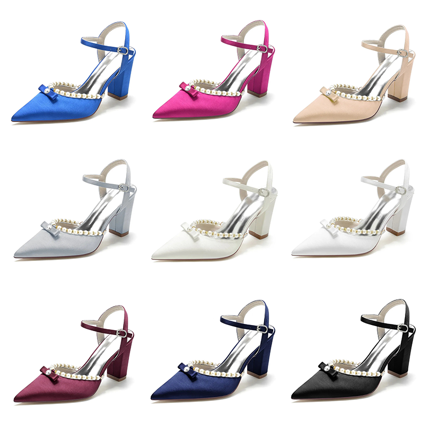 Funki Findz | Shoes | Women's Satin Pearl Wedding Block Heels