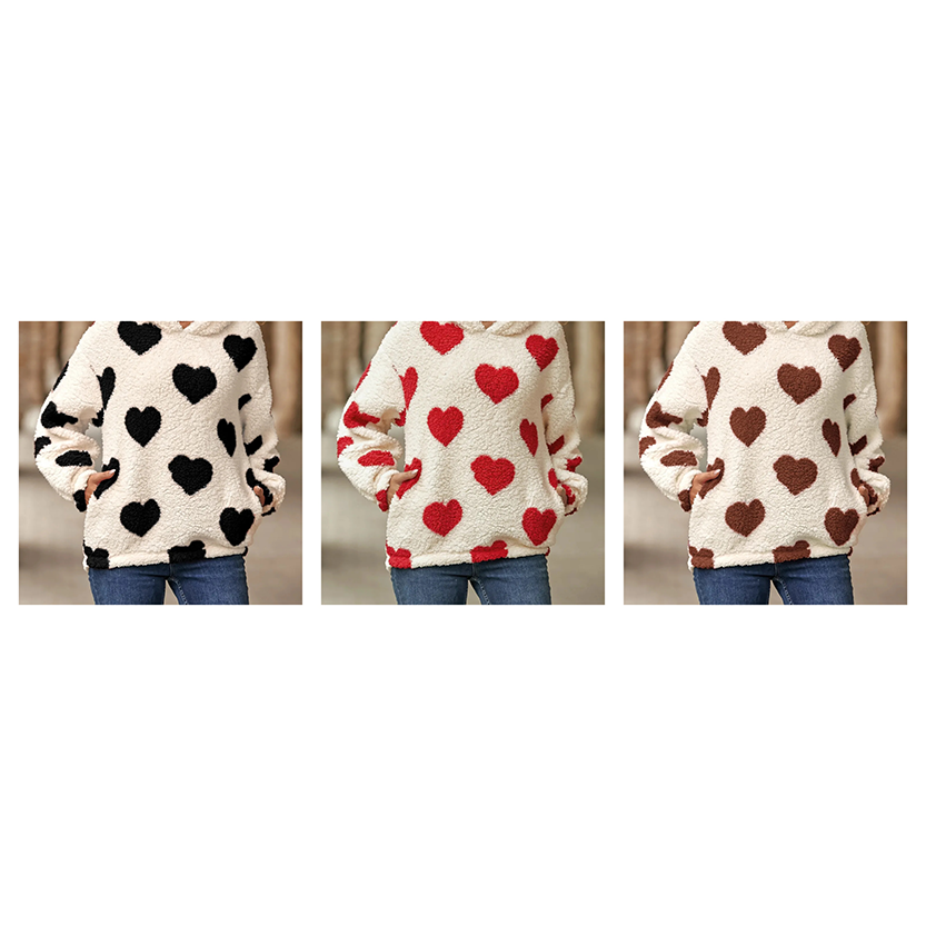 Funki Findz | Sweaters | Women's Fuzzy Heart Pocketed Hoodie
