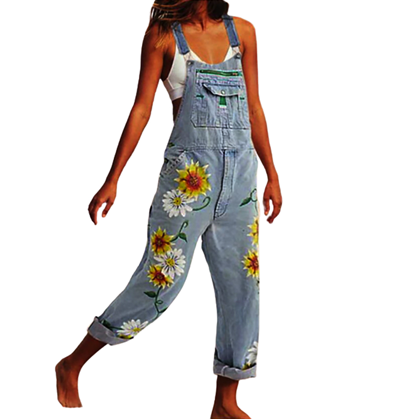 Funki Findz | Pants | Women's Fashion Daisy Print Bib Overalls