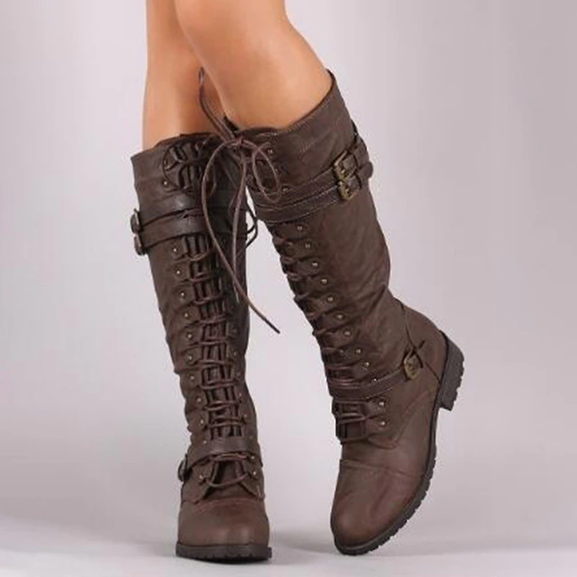 Funki Findz | Boots | Women's Knee High Steampunk Flat Boots