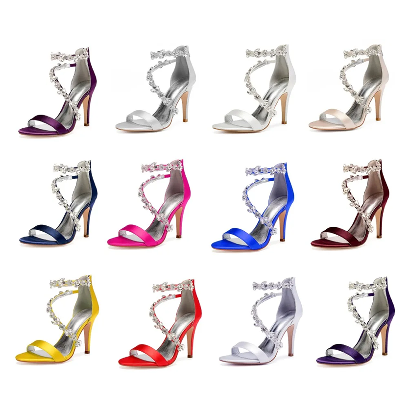 Funki Findz | Shoes | Women's Elegant Satin Crystal High Stiletto