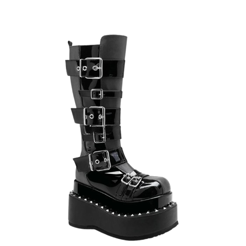 Funki Findz | Boots | Women's Gothic Buckle Strap Leather Boots - Black - 1 / Boots / 40 B / PU Patent Leather - image 14