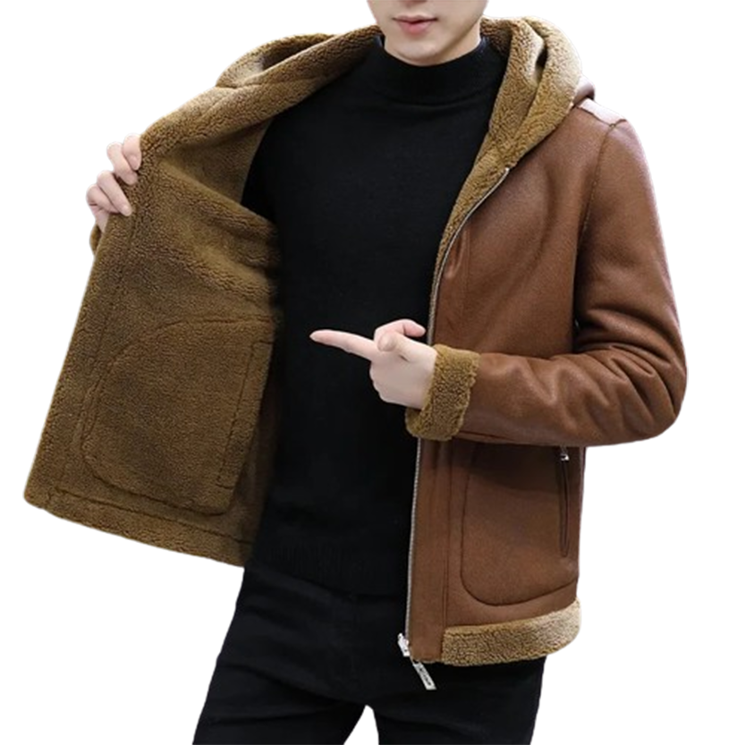 Funki Findz | Jackets | Men's Hooded Winter Faux Leather Jacket